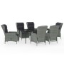 Juego de comedor de jardín 7 piezas ratán sintético gris