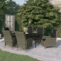 Juego de comedor de jardín 7 piezas marrón