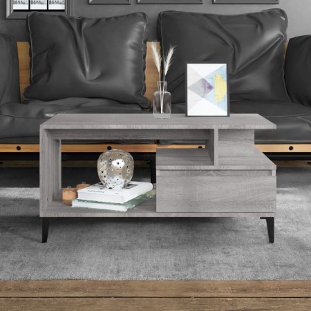 Mesa de centro madera contrachapada gris Sonoma 90x49x45 cm