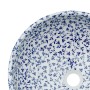 Lavabo sobre encimera redondo cerámica blanco y azul Φ41x14 cm