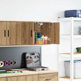 Armario de pared para garaje madera ingeniería artesanal roble