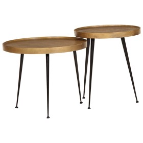 Mesa de centro 2 uds madera contrachapada dorada