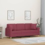 Sofá de 3 plazas con cojines tela rojo tinto 180 cm