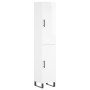 Aparador alto madera contrachapada blanco brillo 34,5x34x180 cm