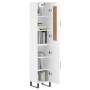 Aparador alto madera contrachapada blanco brillo 34,5x34x180 cm