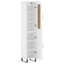 Aparador alto madera contrachapada blanco brillo 34,5x34x180 cm