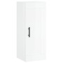 Aparador alto madera contrachapada blanco brillo 34,5x34x180 cm