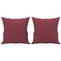 Sofá de 2 plazas con cojines tela rojo tinto 140 cm