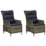 Set muebles de jardín 3 pzas y cojines ratán sintético marrón