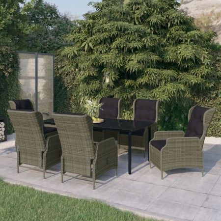 Juego de comedor de jardín 7 piezas marrón