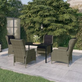 Juego de comedor de jardín 5 piezas con cojines marrón