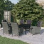 Juego de comedor de jardín 7 piezas ratán sintético gris