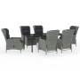 Juego de comedor de jardín 7 piezas ratán sintético gris