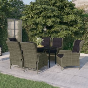 Juego de comedor de jardín 7 piezas marrón
