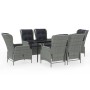 Juego de comedor de jardín 7 piezas ratán sintético gris
