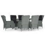Juego de comedor de jardín 7 piezas ratán sintético gris claro