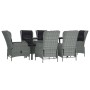 Juego de comedor de jardín 7 piezas ratán sintético gris claro
