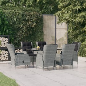 Juego de comedor de jardín 7 piezas ratán sintético gris claro