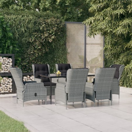 Juego de comedor de jardín 7 piezas ratán sintético gris claro
