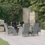 Juego de comedor de jardín 7 piezas ratán sintético gris claro
