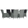 Juego de comedor de jardín 7 piezas ratán sintético gris claro