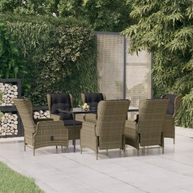 Juego de comedor de jardín 7 piezas ratán sintético marrón