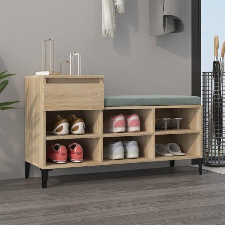Mueble zapatero madera contrachapada roble Sonoma 102x36x60 cm