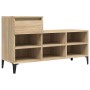 Mueble zapatero madera contrachapada roble Sonoma 102x36x60 cm