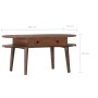 Mesa de centro de madera maciza de acacia 100x50x46 cm