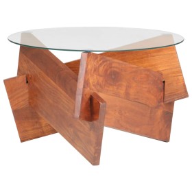 Mesa de centro de madera maciza de acacia 66 cm