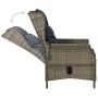 Sillón reclinable de jardín con cojines ratán sintético marrón