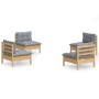 4-teiliges Gartenmöbel-Set mit Kissen aus grauem Kiefernholz von vidaXL, Gartensets - Ref: Foro24-3096027, Preis: 278,89 €, R...