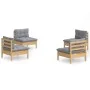 Juego de muebles de jardín 4 pzas y cojines madera pino gris de vidaXL, Conjuntos de jardín - Ref: Foro24-3096027, Precio: 29...