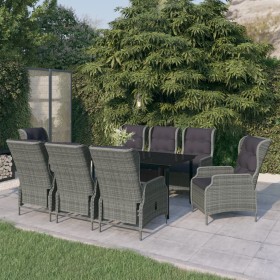 Juego de comedor de jardín 9 piezas gris claro