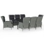 Juego de comedor de jardín 9 piezas gris claro