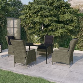 Juego de comedor de jardín 5 piezas con cojines marrón
