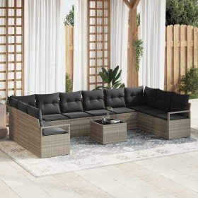 Conjunto de sofá de jardín 11 pcs Gris claro Poliratán Conjunto de sofá de jardín 11 pcs Gris claro Poliratán
