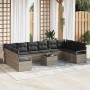 Conjunto de sofá de jardín 11 pcs Gris claro Poliratán