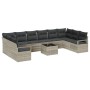 Conjunto de sofá de jardín 11 pcs Gris claro Poliratán
