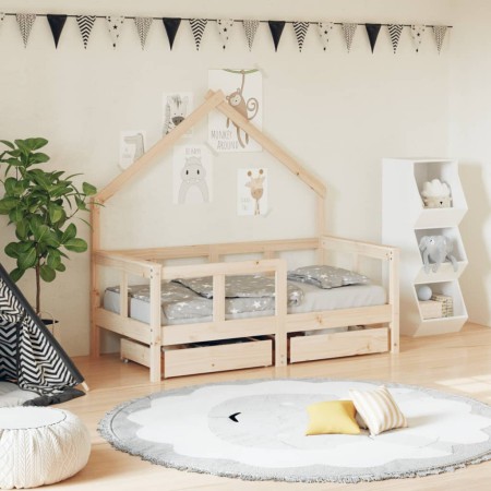 Estructura de cama para niños con cajones madera pino 70x140 cm