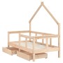 Estructura de cama para niños con cajones madera pino 70x140 cm