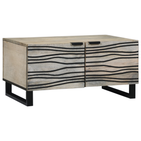 Mesa de Café con estante con almacenamiento con puerta Blanco