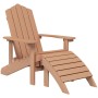 Silla de jardín Adirondack con reposapiés y mesa HDPE marrón