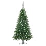Árbol de Navidad preiluminado con luces y bolas verde 150 cm