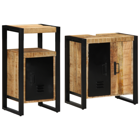Juego de muebles de baño 2 pcs Madera de mango maciza y rugosa