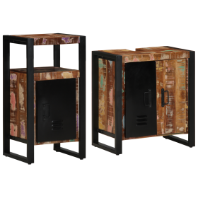Juego de muebles de baño 2 pcs Marrón madera maciza reciclada