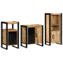 Juego de muebles de baño 3 pcs Marrón Madera de mango maciza