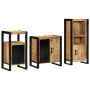 Juego de muebles de baño 3 pcs Marrón Madera de mango maciza