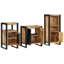 Juego de muebles de baño 3 pcs Marrón Madera de mango maciza