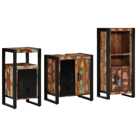 Juego de muebles de baño 3 pcs Madera reciclada maciza